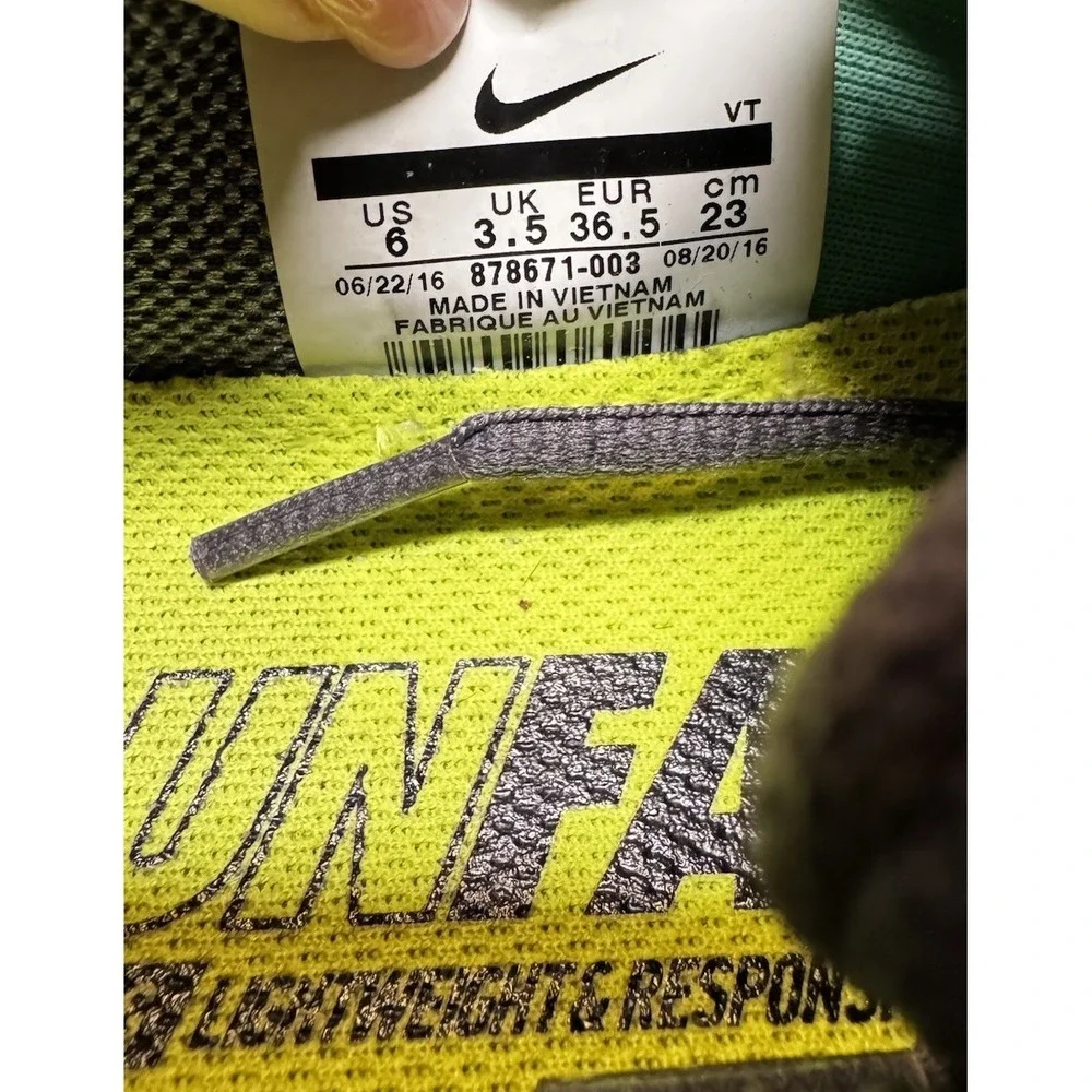 Nike Zoom Pegasus 34 Womens 6 Gray Green Running Shoes 878671-003‎